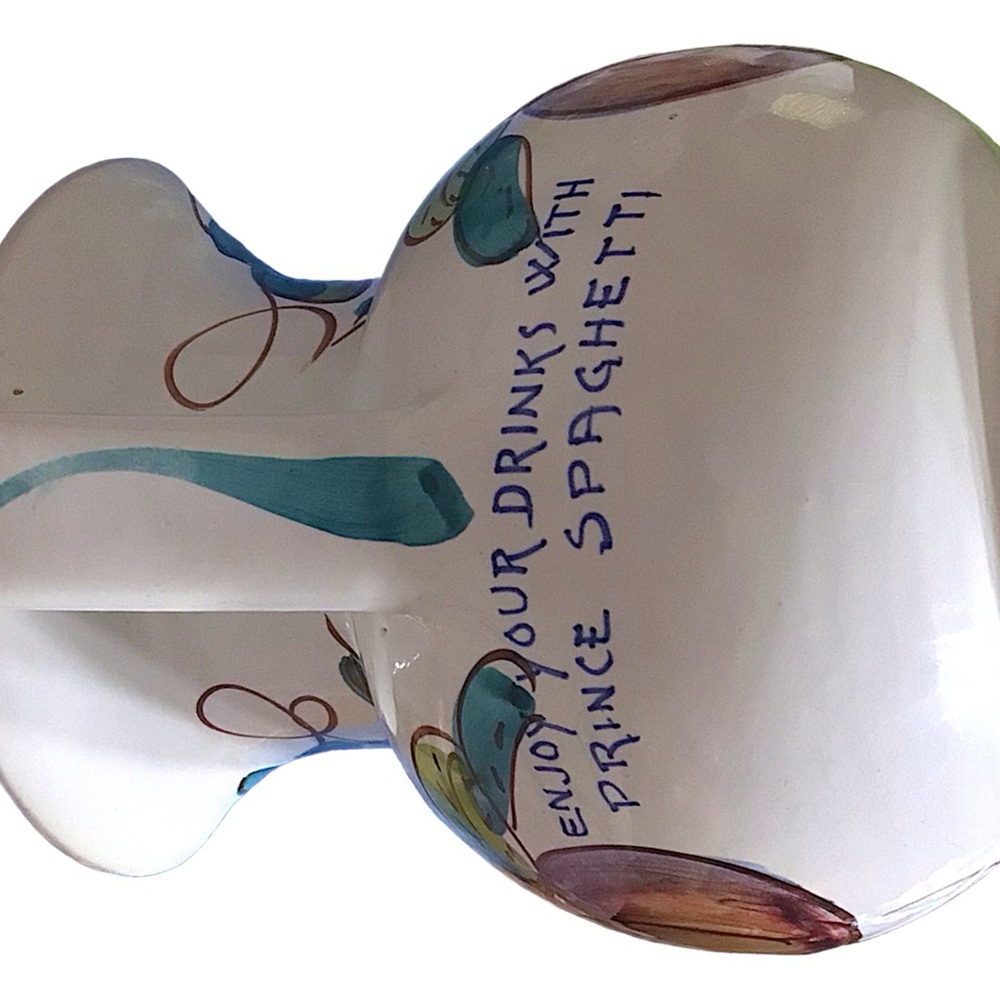 PRINCE MACARONI SPAGHETTI 1940s VINTAGE ITALIAN CERAMIC HAND-PAINTED PITCHER - Picture 5 of 12